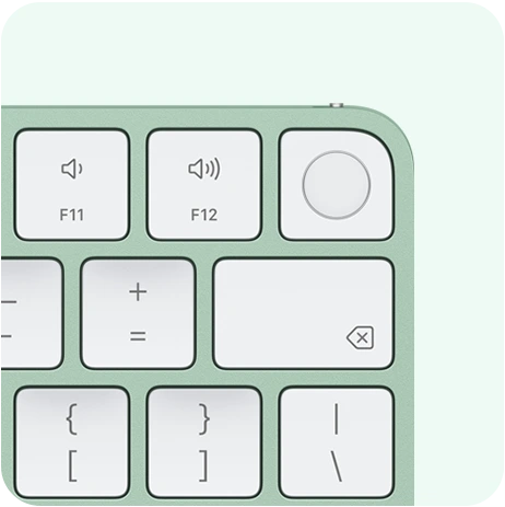 Close-up of the green Magic Keyboard