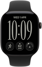 Apple Watch Series 12, aluminum case, black color, Responsive Art watch face, Sport Band, black color