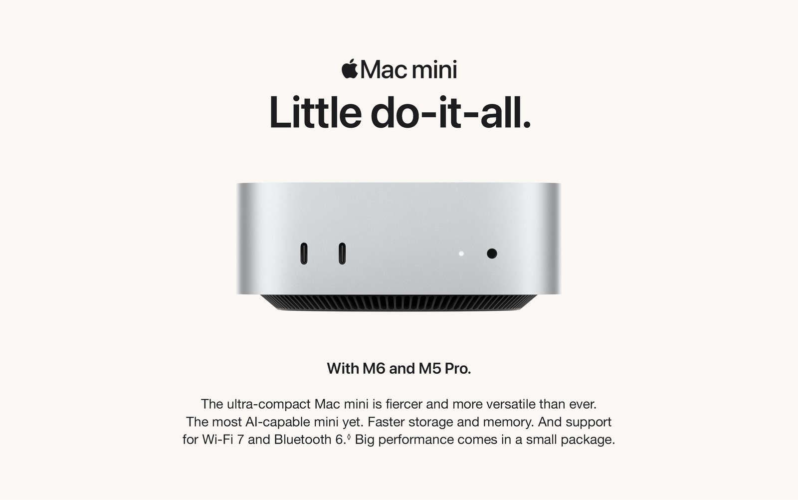 Mac mini - Built for Apple Intelligence. Ultra-compact, fiercer, and more versatile than ever.