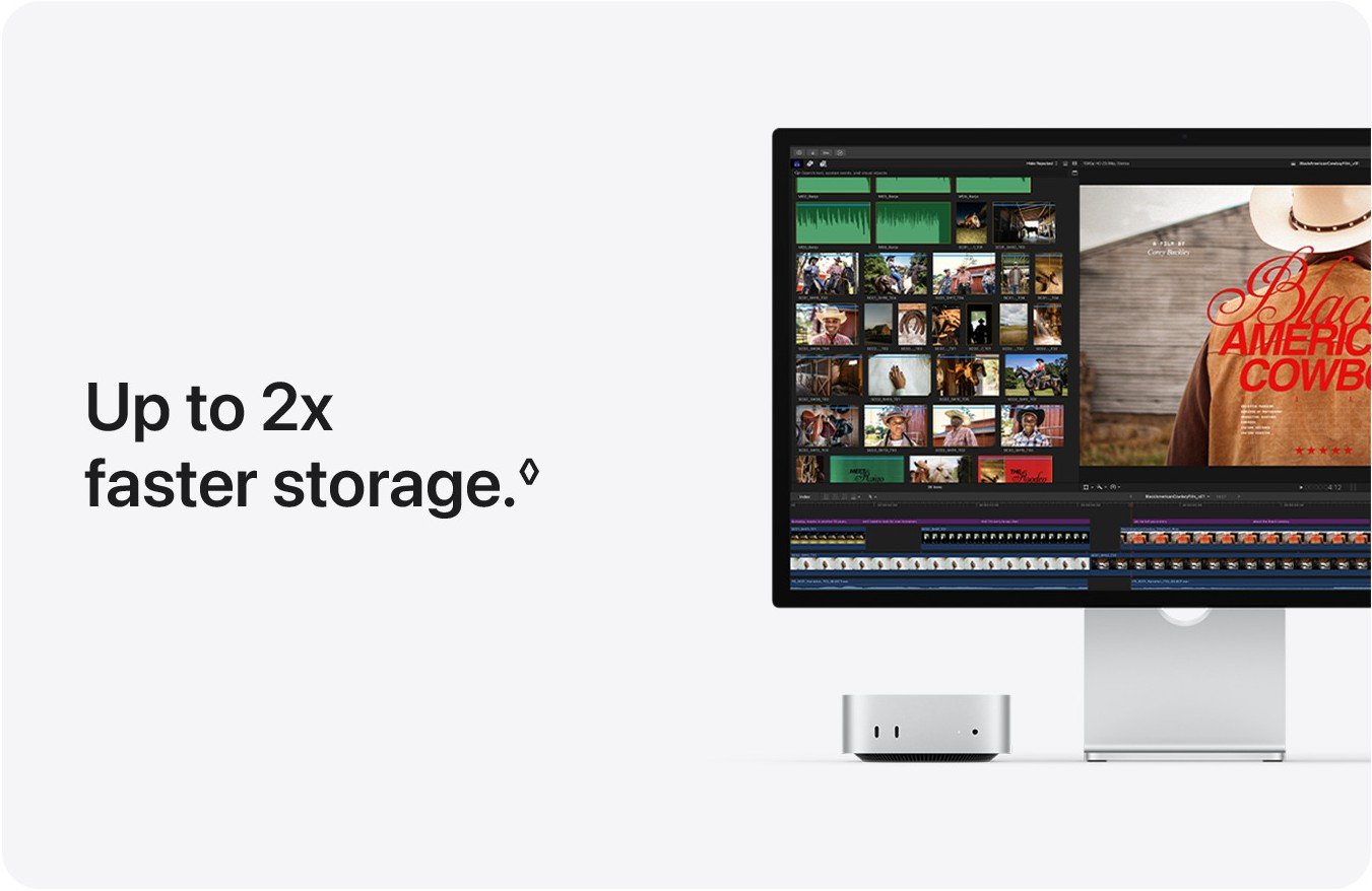 Up to 2x faster SSD storage. Open files, launch apps, and transfer media in a flash.