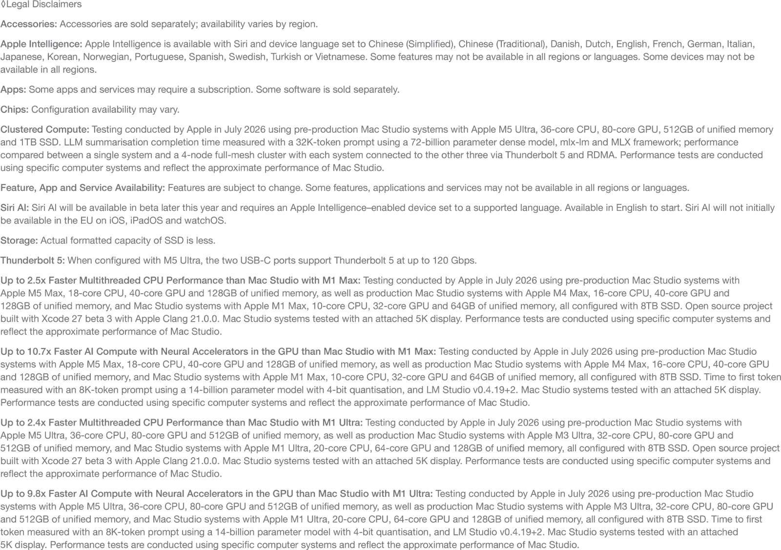 Mac Studio footnotes and legal disclaimers