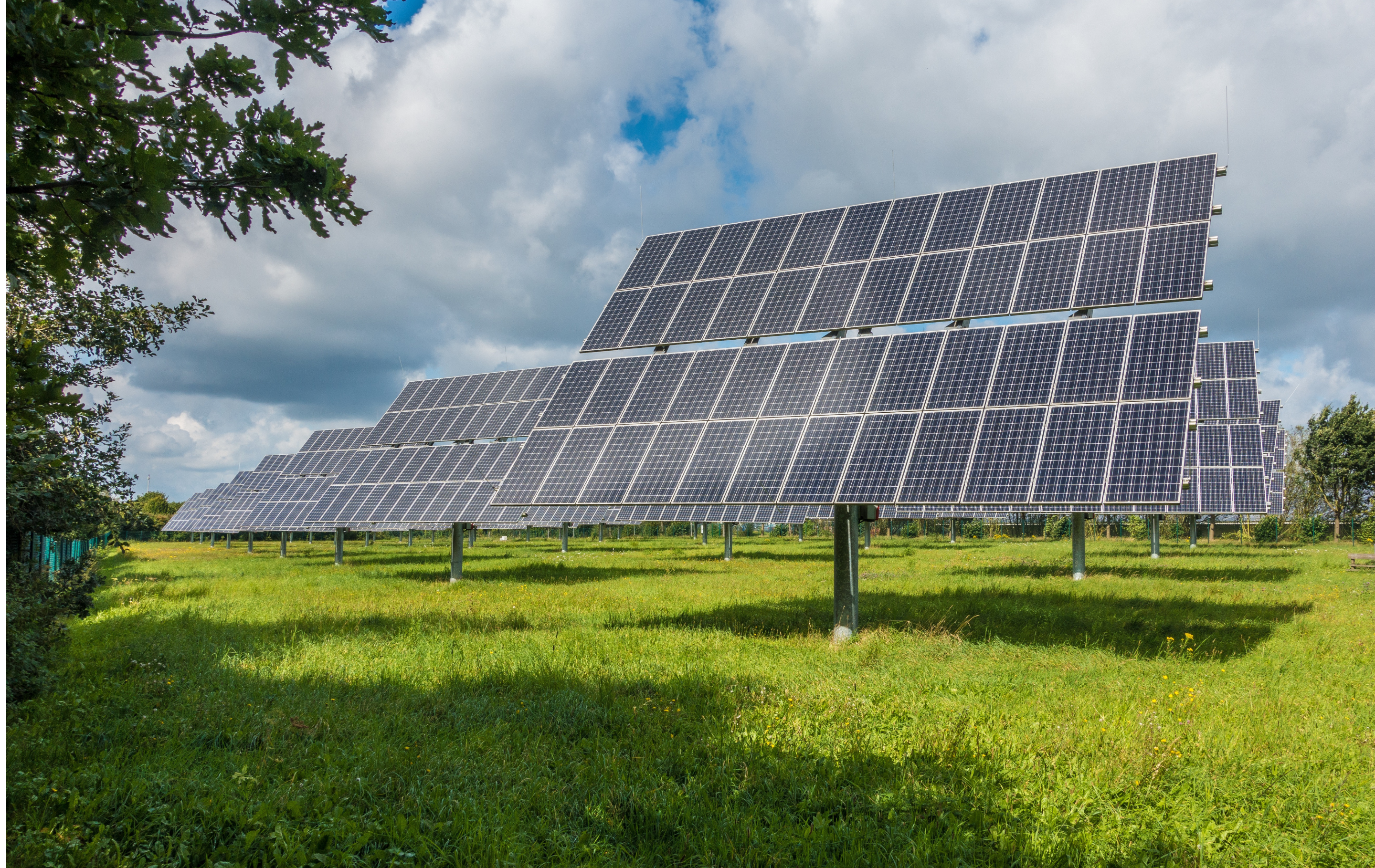 Solar panels in a field